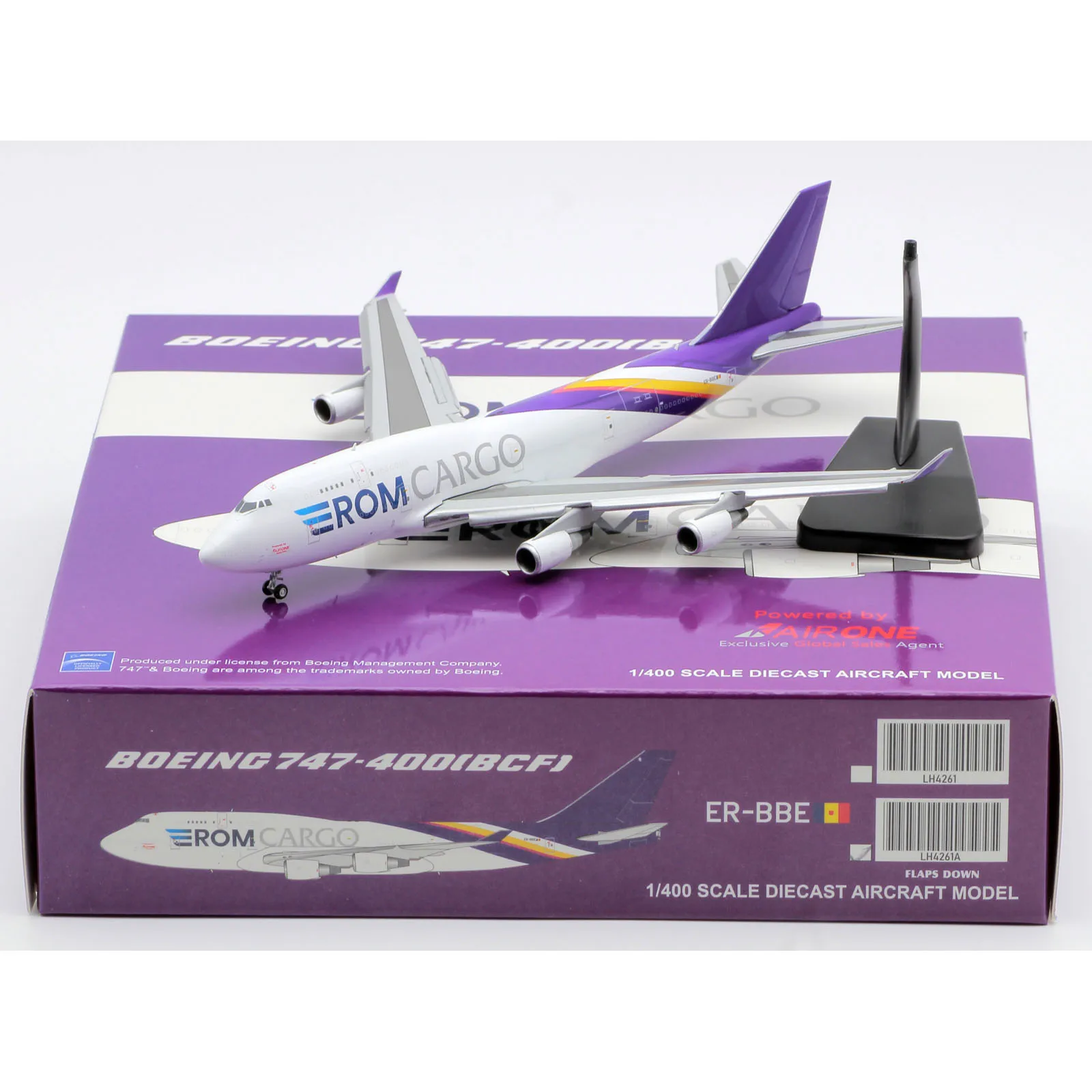 

LH4261A Alloy Collectible Plane Gift JC Wings 1:400 Aerotranscargo Boeing B747-400(BCF) Diecast Aircraft Model ER-BBE Flaps Down