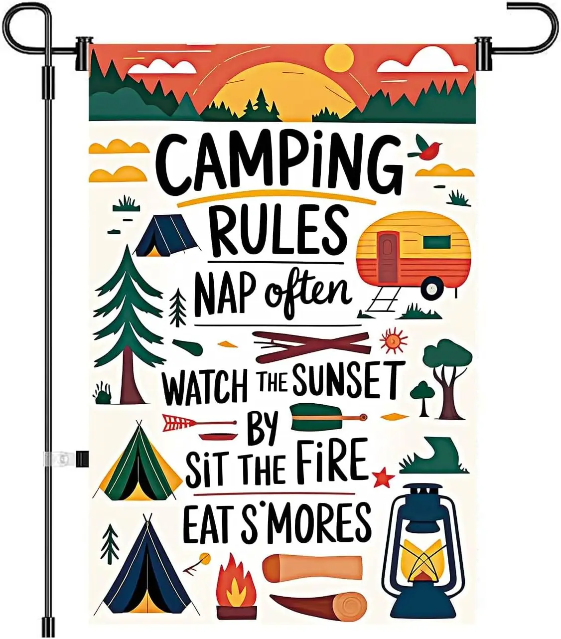 12x18inch Camping Rules Garden Flag Double Sided Polyester Outdoor Decor Camping Flags For Campsite Home Yard Party Decorati XKK