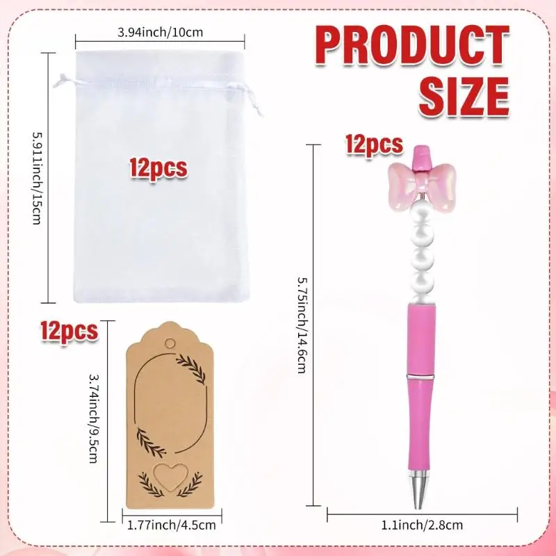 G5GA 12Pcs Beaded Gel Pen Set with Drawstring Bag and Hanging Label For Kids Students