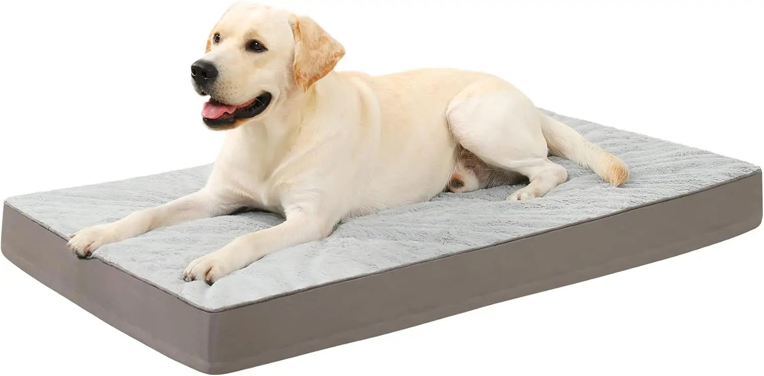 

Orthopedic Dog Bed for Large Dogs, Waterproof Washable Pet Mat with Egg Crate Foam & Removable Cover, 35x22 Inch Gray