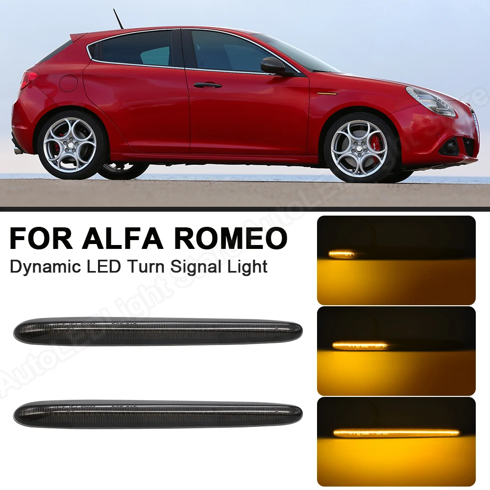 

LED Dynamic Side Marker Lights For Alfa Romeo Giulietta 2010-2020 Amber 2PCS Sequential Turn Signal Indicator Blinker Lamps