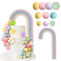 1 Set Colorful Rainbow Cake Topper Decorations Macaron Balls Soft Rainbow Cake Toppers DIY Baby Shower Wedding Birthday Party