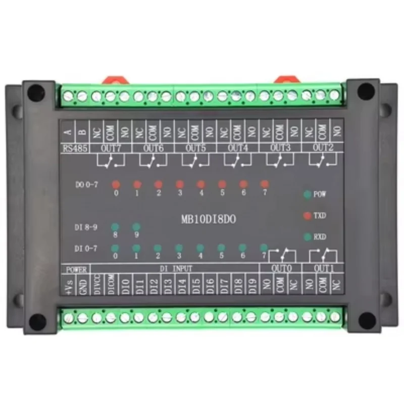 Switch Input and Output 10 Channels Open into 8 Channels Relay Output Module RS485 MODBUS-RTU Communication