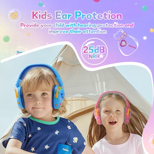 Imagen 2 del producto Auriculares con cancelación de ruido para niños, protectores auditivos con protección auditiva de 26dB para edades de 6 meses a 14 años