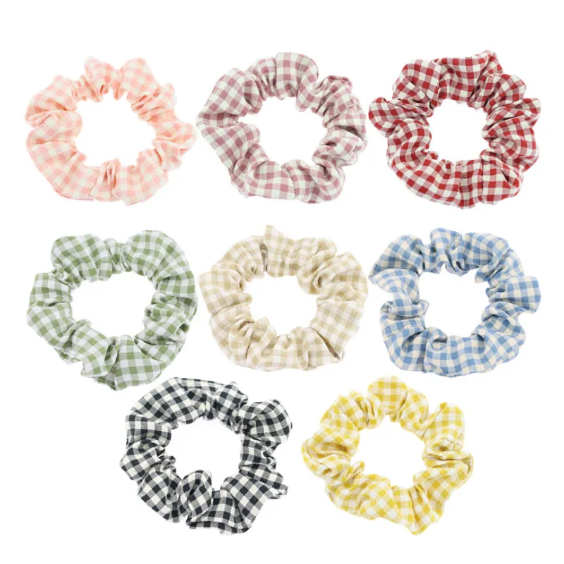 

Refreshing Style Plaid Scrunchies Women Check Design Elastic Hair Bands Girls Hair Ties Hair Accessories