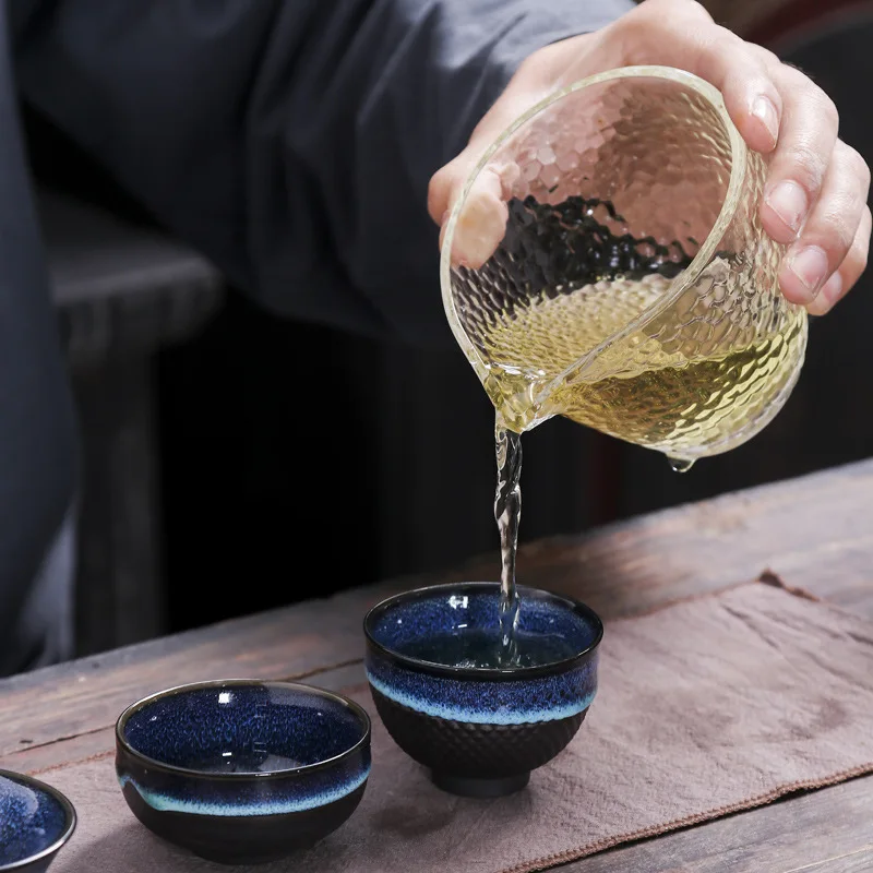 Kiln-Changed Tea Cup Single Ceramic Tea Cup Tasting Cup Kung Fu Tea Set Tenmoku Jian Zhan Master Cup Tea Bowl