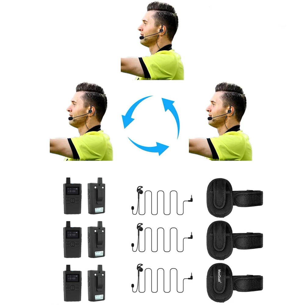 

Wireless Referee Intercom 5-Way Talking One-Key Sync 35 Hours Runtime for Professional Soccer Match Use