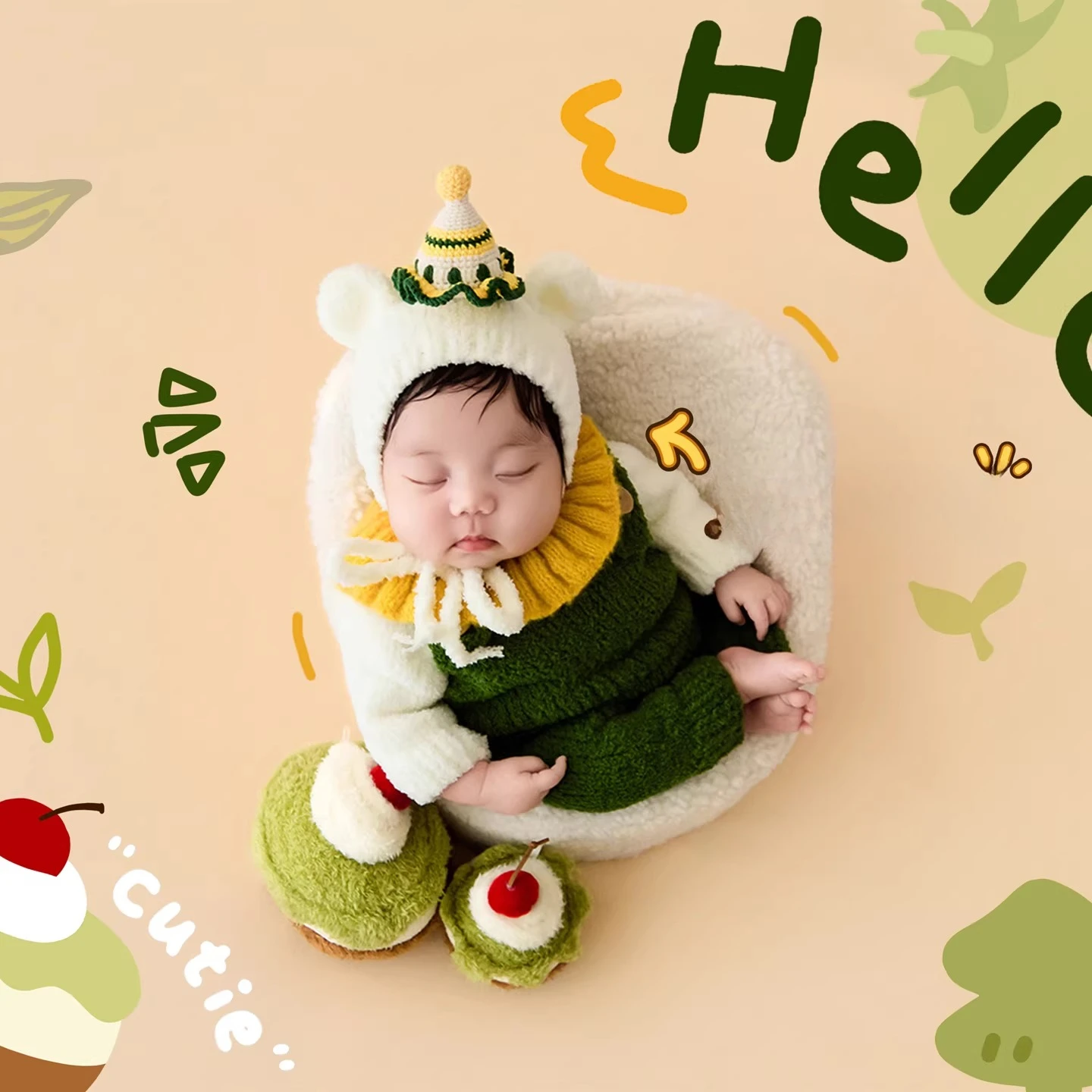 

Реквизит для фотосъемки новорожденных, вязаный комплект одежды ручной работы с мини-тортом, декор, набор одеял для студийной фотосессии, реквизит