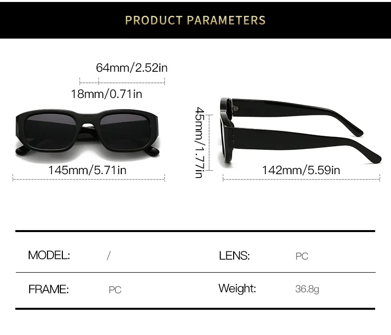 BOYSEEN Rechteckige orangefarbene Sonnenbrille Strandsonnenbrille Herren-Sonnenbrille im Hip-Hop-Stil – Detail 7