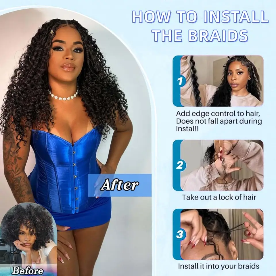 Cabello humano natural rizado estilo burmese para trenzas boho, sin procesar, sin weft, de 10 a 30 pulgadas, color 1B negro, rizos espirales, decolorable, sin enredos, para peinados bohemios 4
