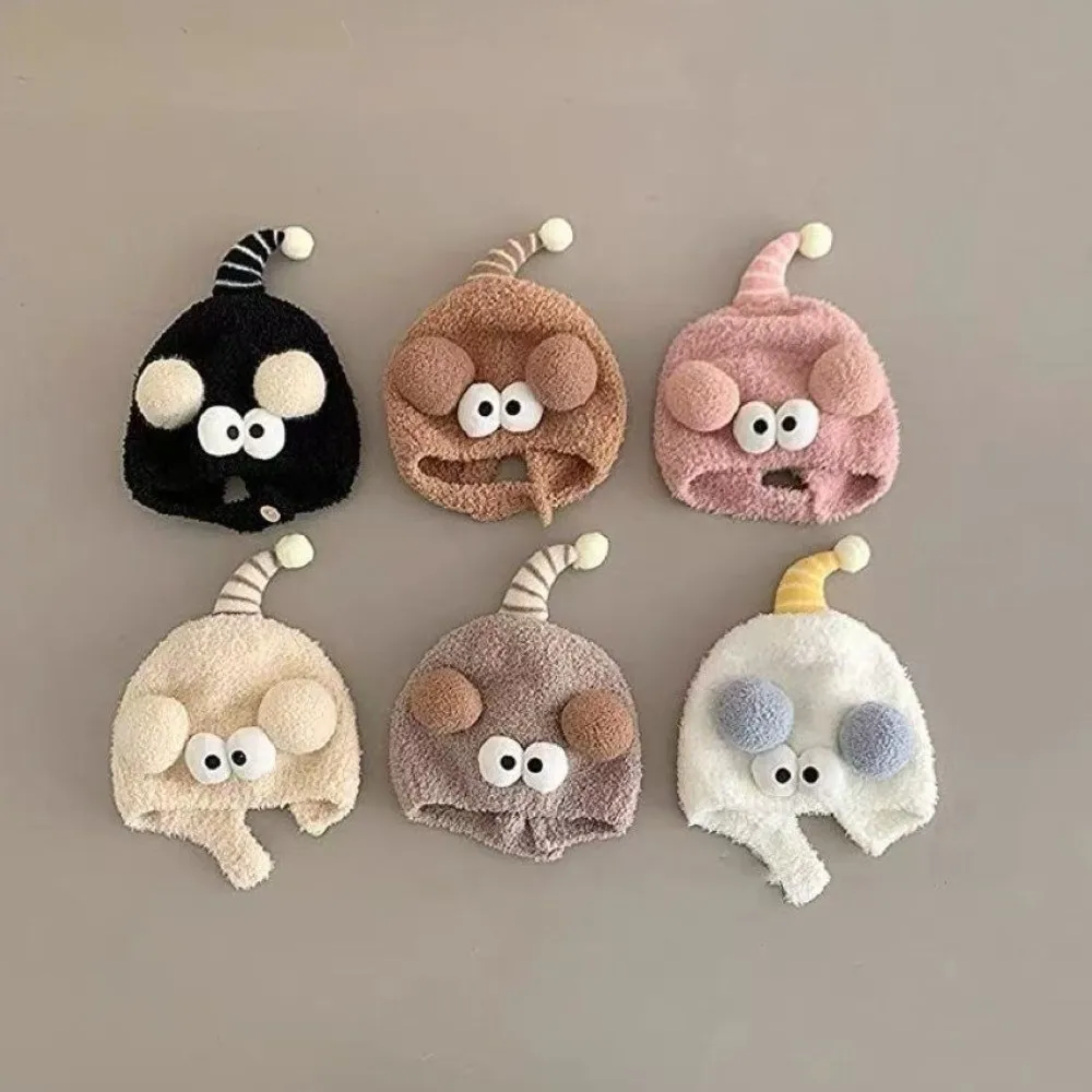 

New Cute Big Eyes Pullover Cap Warm Coldproof Beanie Hat Windproof Plush Infant Knitted Cap Outdoor Sports
