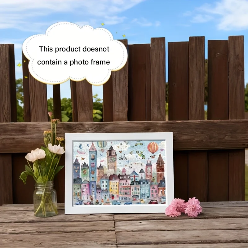 Puzzle per Adulti con Scena di Città Fiabesca Colorata e Fantasiosa, Gioco Intellettuale, Decorazione per Casa e Tempo Libero