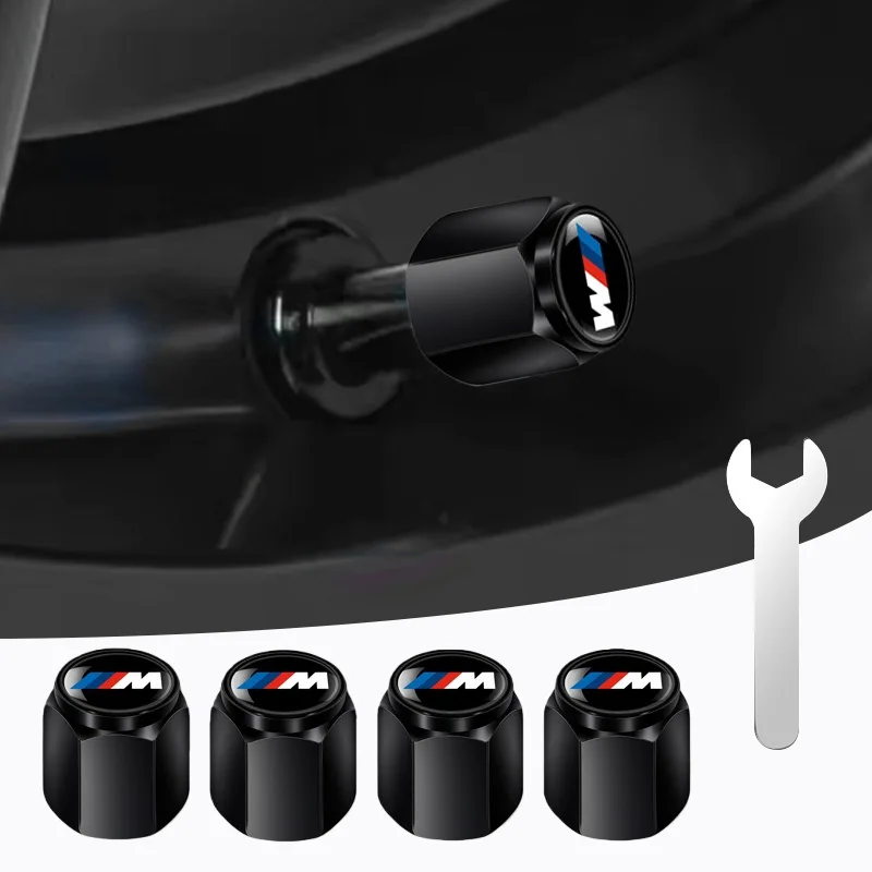 3D-Aluminiumlegierung Radventilkappen Staubdichte Abdeckung mit Werkzeug für BMW M Emblem X1 X3 X5 X6 X7 E46 E90 E60 E34 E53 E87 G30