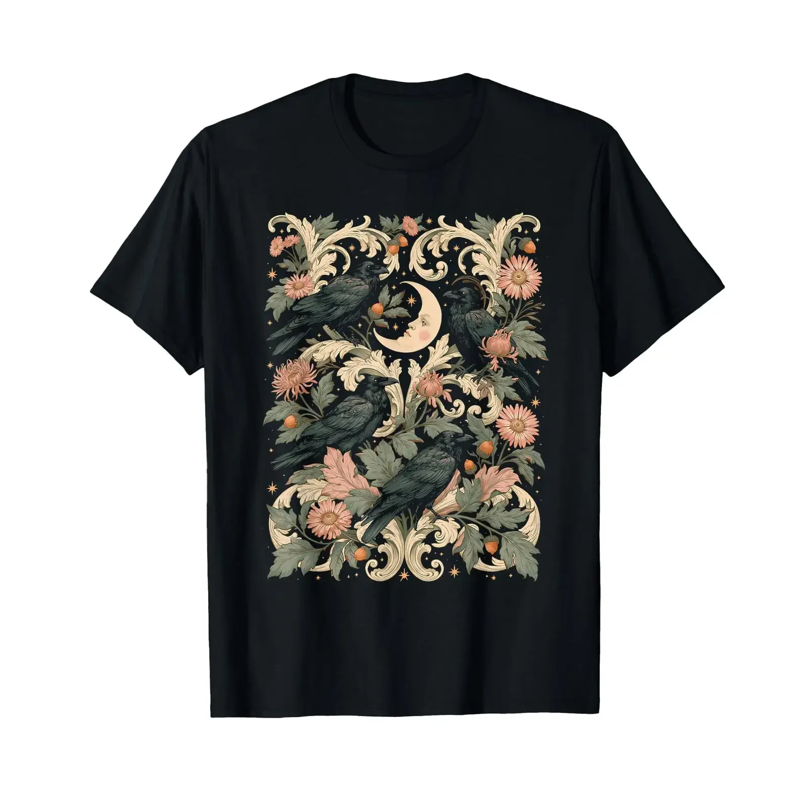Raven Crow Crowcore Goblincore Dark Cottagecore Gothic T-Shirt Vintage Washed Herren Atmungsaktiv Dehnbar Weich Mode-Grafik