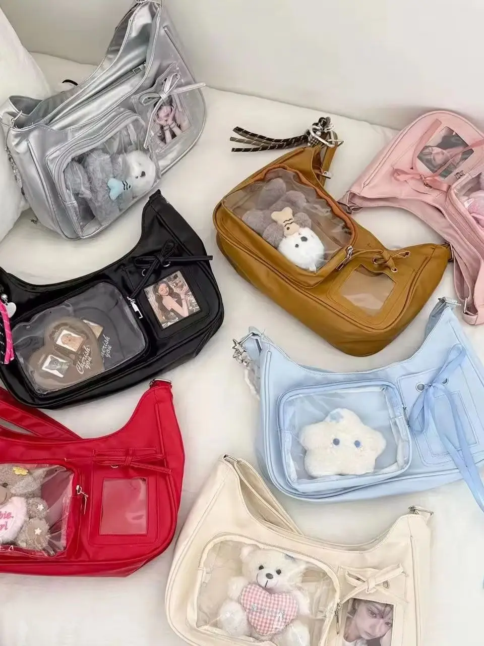 Y2k Harajuku Schoudertas Vrouwen Koreaanse Transparante Ita Bag School Crossbody Tas Vrouwelijke Japanse Designer Preppy Handtas Portemonnee - afbeelding 2