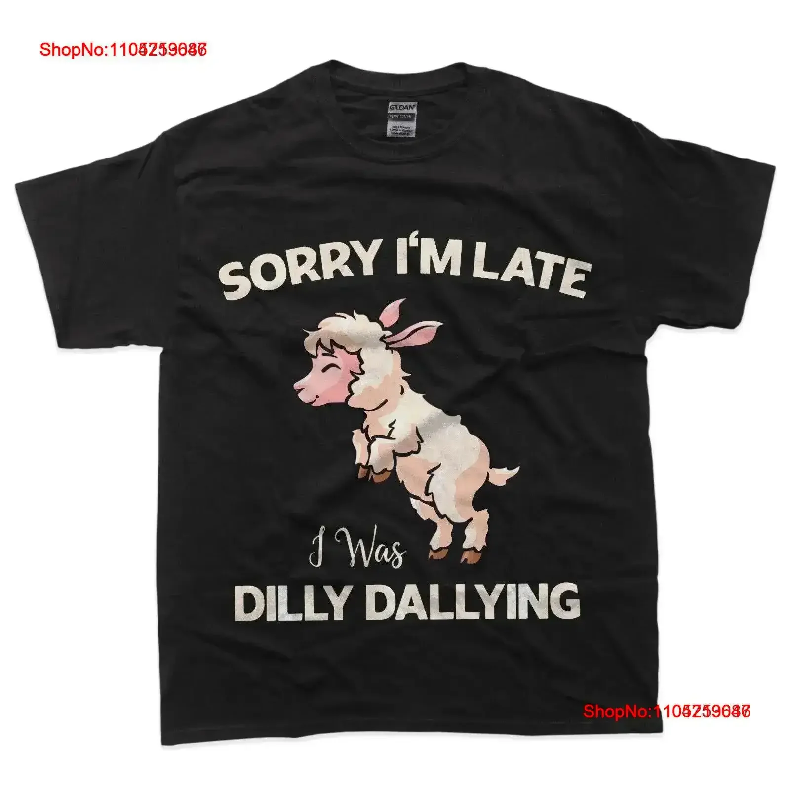 Lo siento, llegué tarde, estaba Dilly Dallying, divertida camiseta Meme de oveja, camiseta vintage lavada y estirada para uso diario, elegante vintage