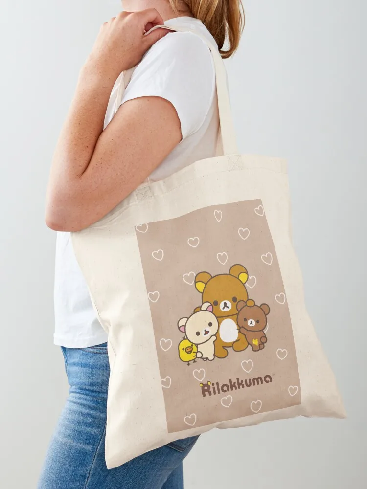 حقيبة يد بتصميم Rilakkuma، حقائب بقالة قابلة لإعادة الاستخدام، حقيبة يد جامعية، حقائب تسوق للسيدات قابلة للطي
