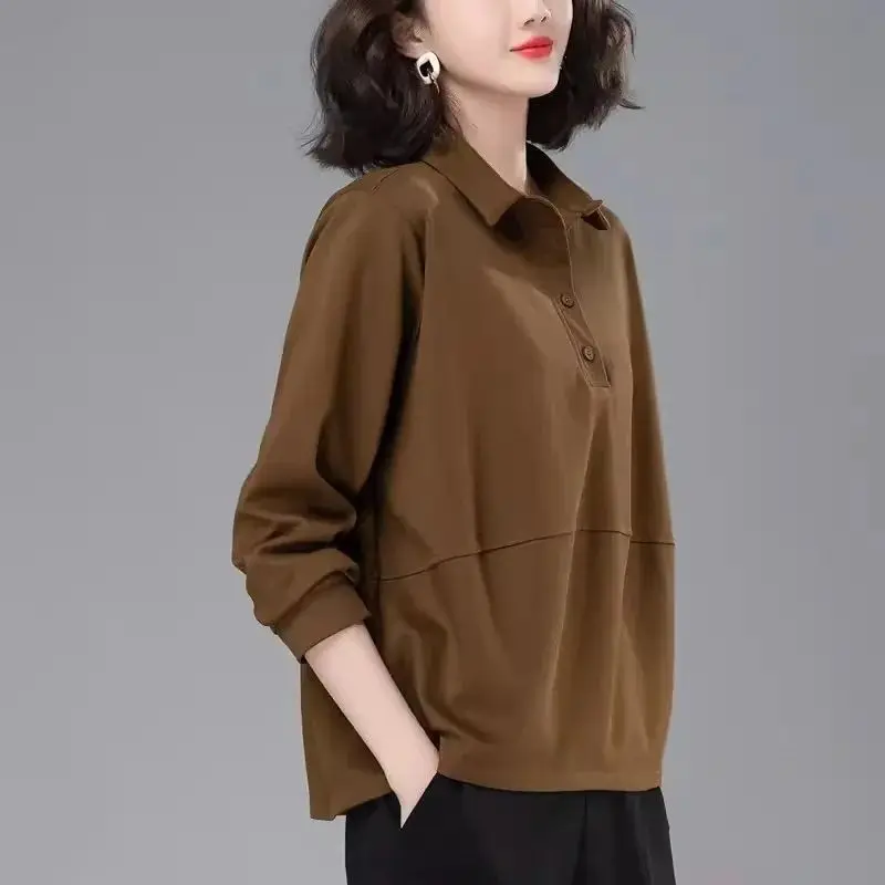 حجم كبير من القطن الخالص irt المرأة طبقة قاعدة فضفاضة غطاء البطن العلوي التخسيس البلوز طوق طويل Sve تخفيف Sle