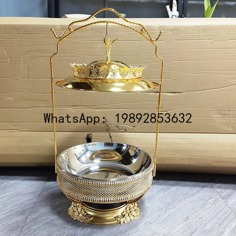 

PYJ Stainless Steel Lace Buffet Hanging Stove Commercial Round Hotel Breakfast Stove Hanging Gold Hanging Stove