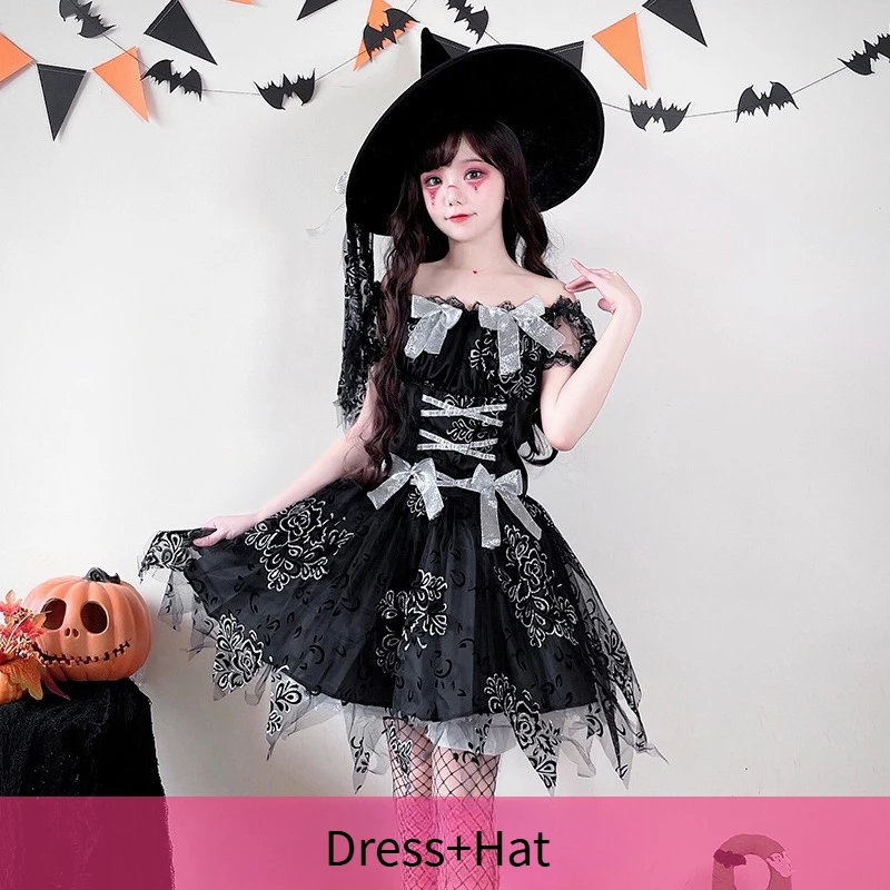 ชุดฮาโลวีน นักมายากล แสดงโชว์ ผีดำ แม่มด ผ้าคลุมตาข่าย กระโปรงฟูฟ่อง สาวเซ็กซี่และเผ็ดร้อน ชุดกระชับสัดส่วน