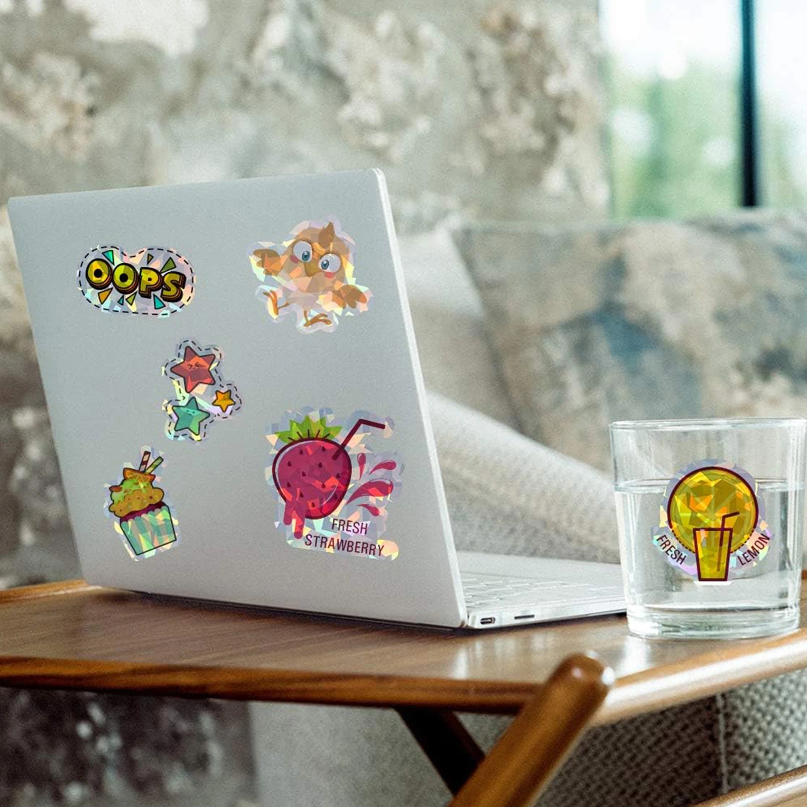 20 Sheets A4 Size Printable Diamond Holographic Sticker Paper 8.3x11.7 Inch Self-Adhesive Waterproof Broken Glass Vinyl Sticker