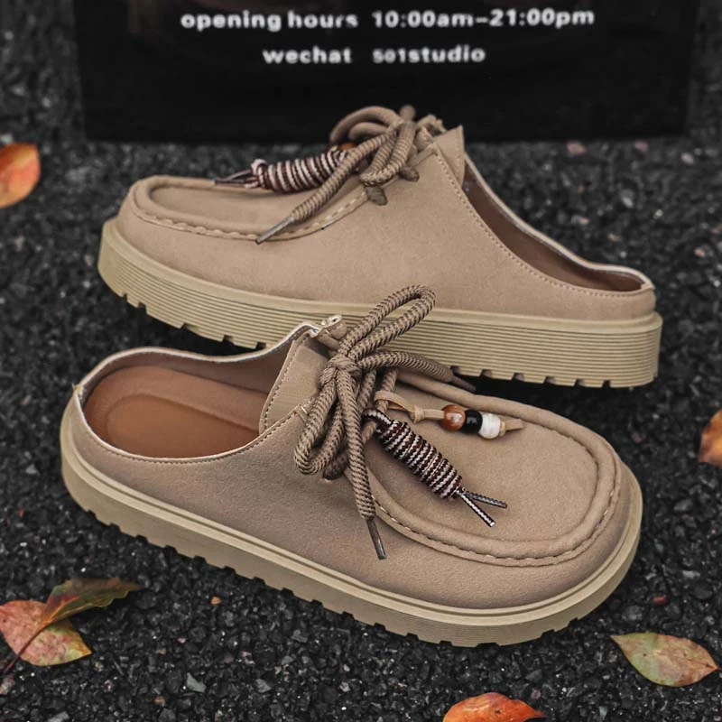 Men's slip on casual shoes summer soft sole outdoor city walking shoes fashion youth Joker breathable lightweight semi slippers
