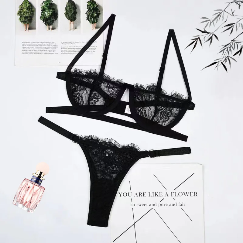 

Bikini Fashion Lace Bra Sexy See-through Three-Point Sexy Lingerie Suit