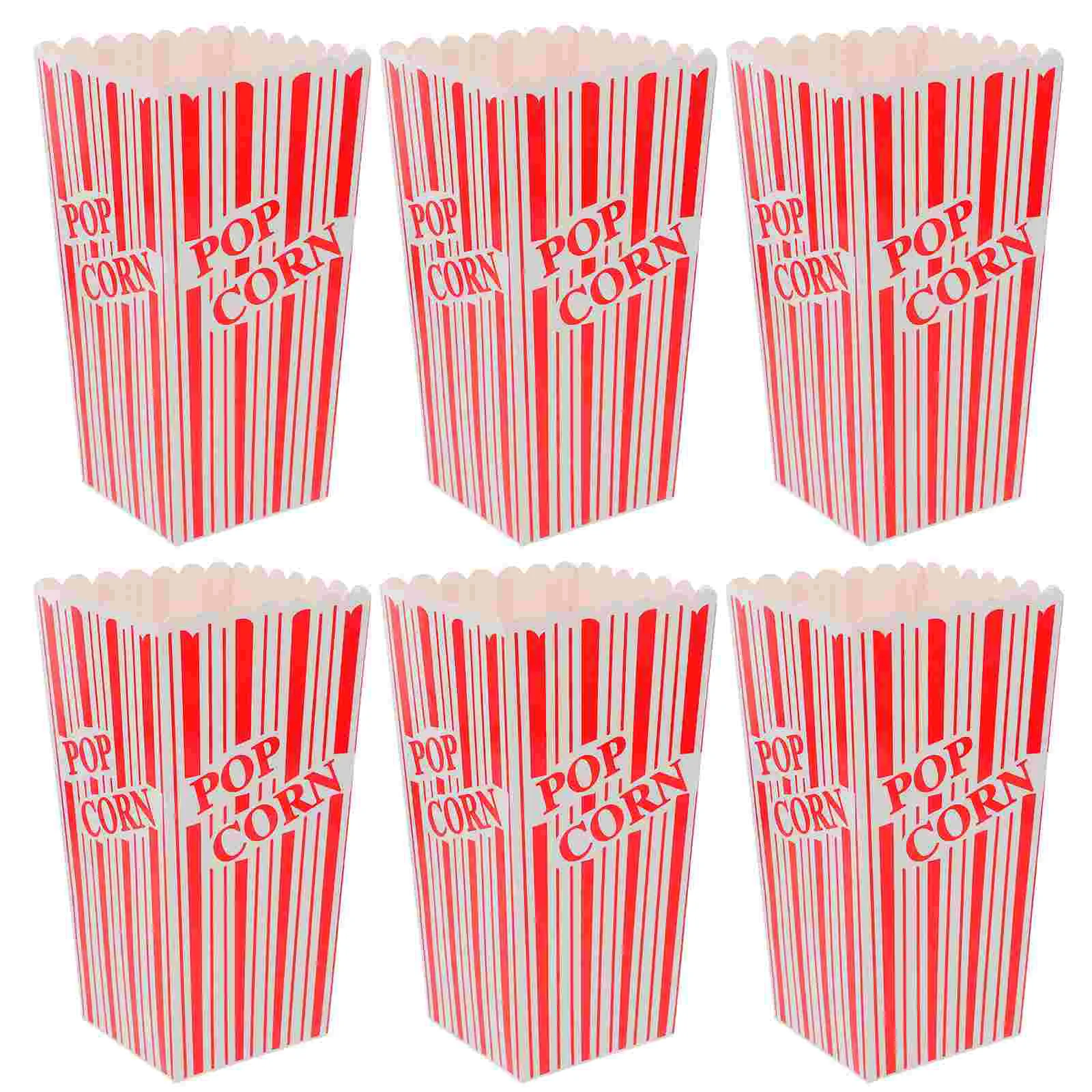 6 Pcs Popcorn Bucket Treat Box Boxes Container Narrow Bottom Party Candy Paper Cinema Accessory Favor