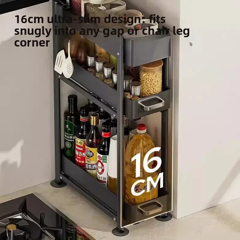Firm Kitchen seasoning rack multi-functional pull-out multi-layer countertop seam rack storage box