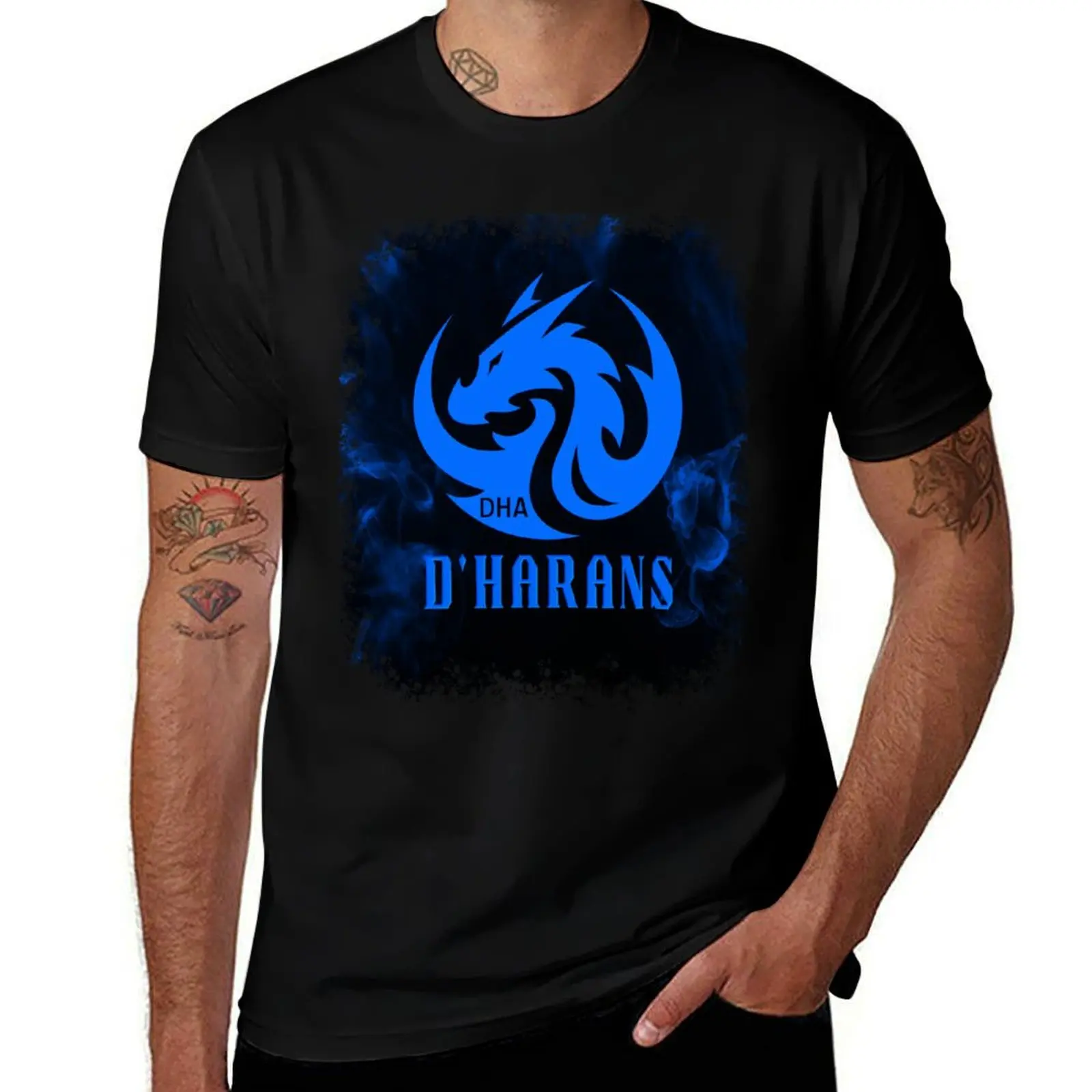 DHA D'Haran Alliance Blue Logo Server 1014 T-Shirt Breathable Basic Cotton T-Shirt