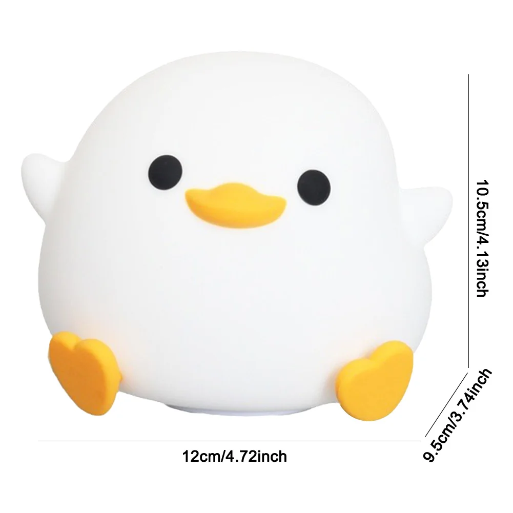 Silicone Duck Pat Night Light Simple Touch Lamp Eye Caring Dimmable Bedside Lamp 7 Light Colors USB Rechargeable for Desk Decor