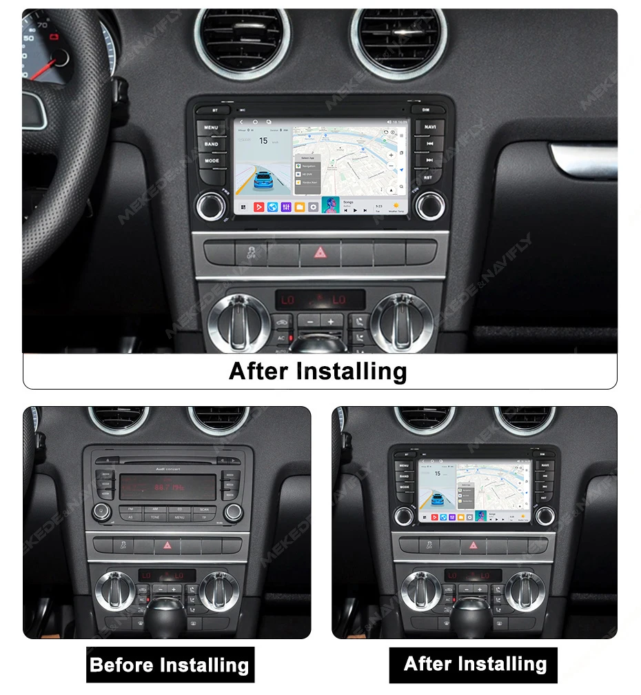 MEKEDE EU Stock French Warehouse أحدث نظام ملاحة السيارة بنظام Android لـ A3 مع Car Play Android AUTO