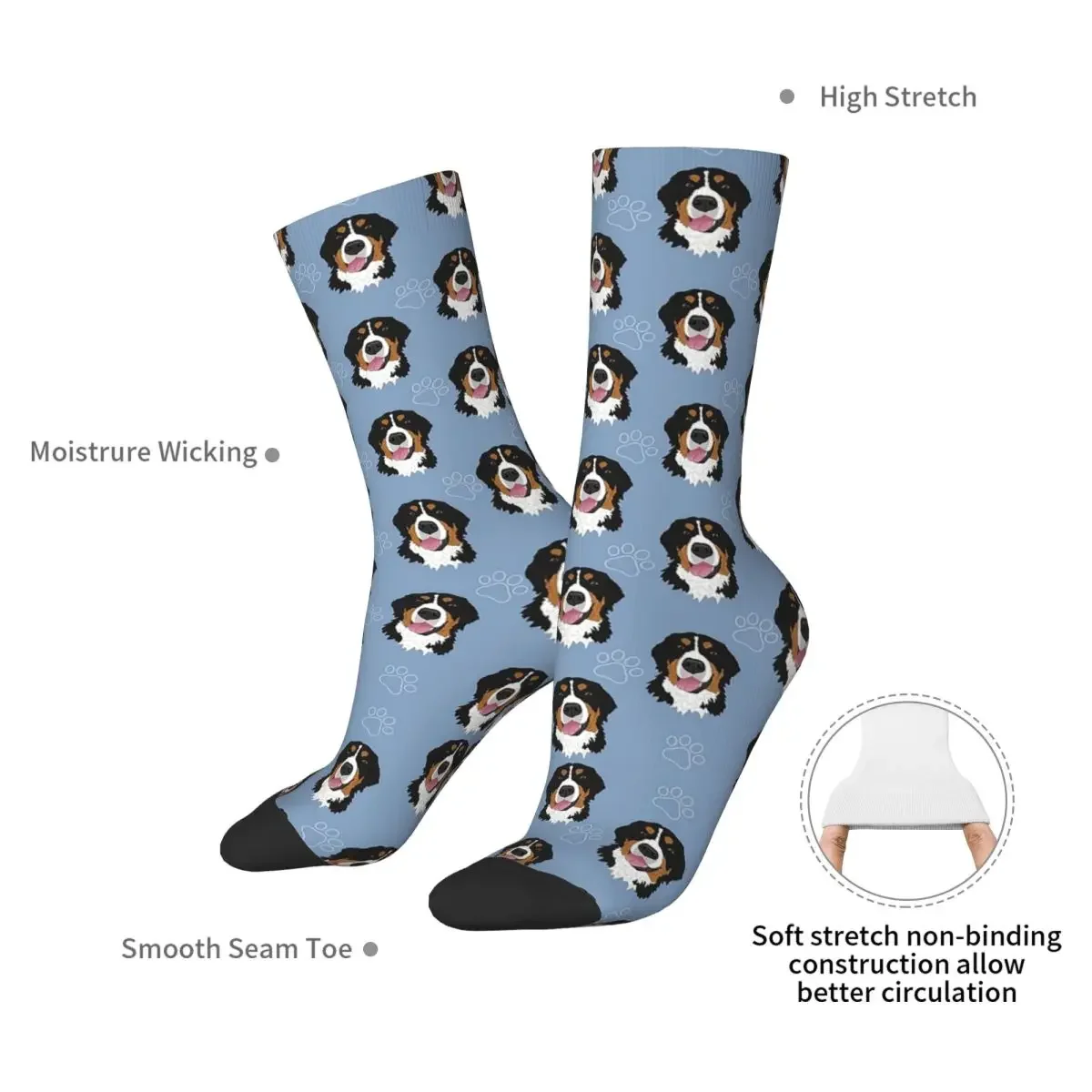 Bernese Mountain Dog Pattern Socks Harajuku Super Soft Stockings All Season Long Socks Accessories for Unisex Birthday Present