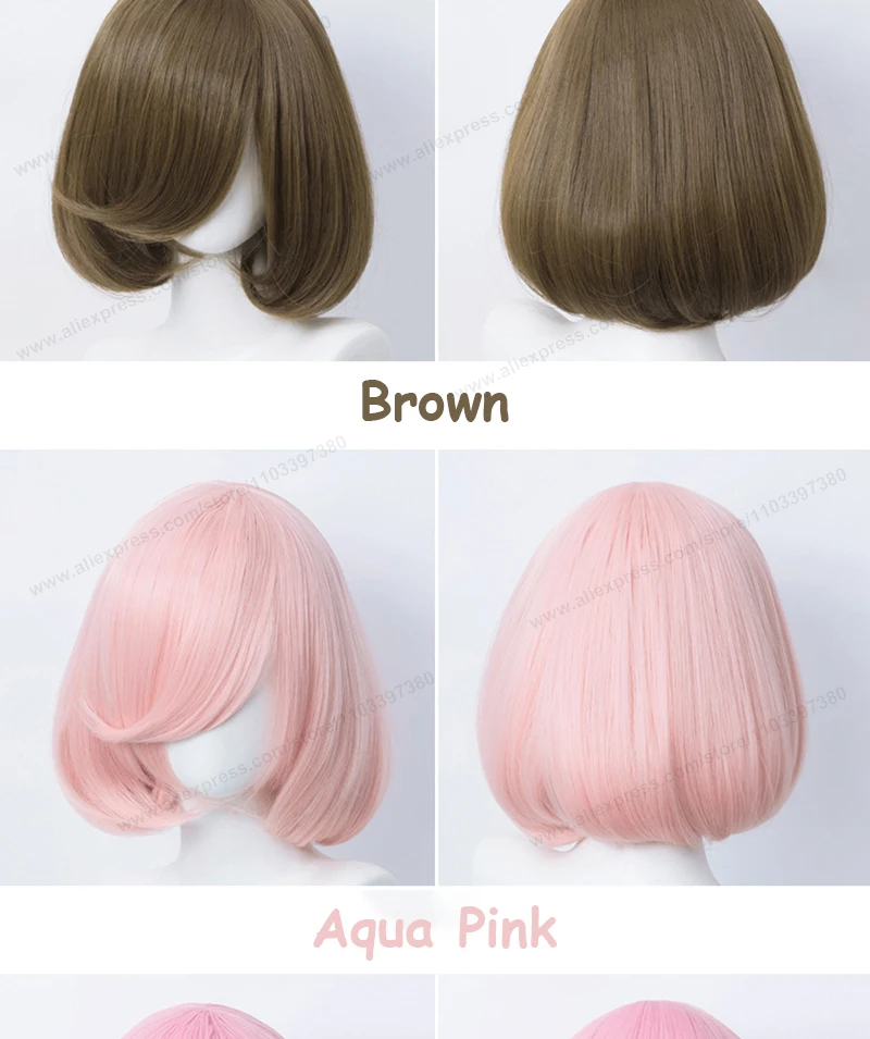 35cm Short Bob Cosplay Wig Golden Yellow Red Purple Black Blue Pink Women Bobo Hair Heat Resistant Hair Universal Anime Wigs