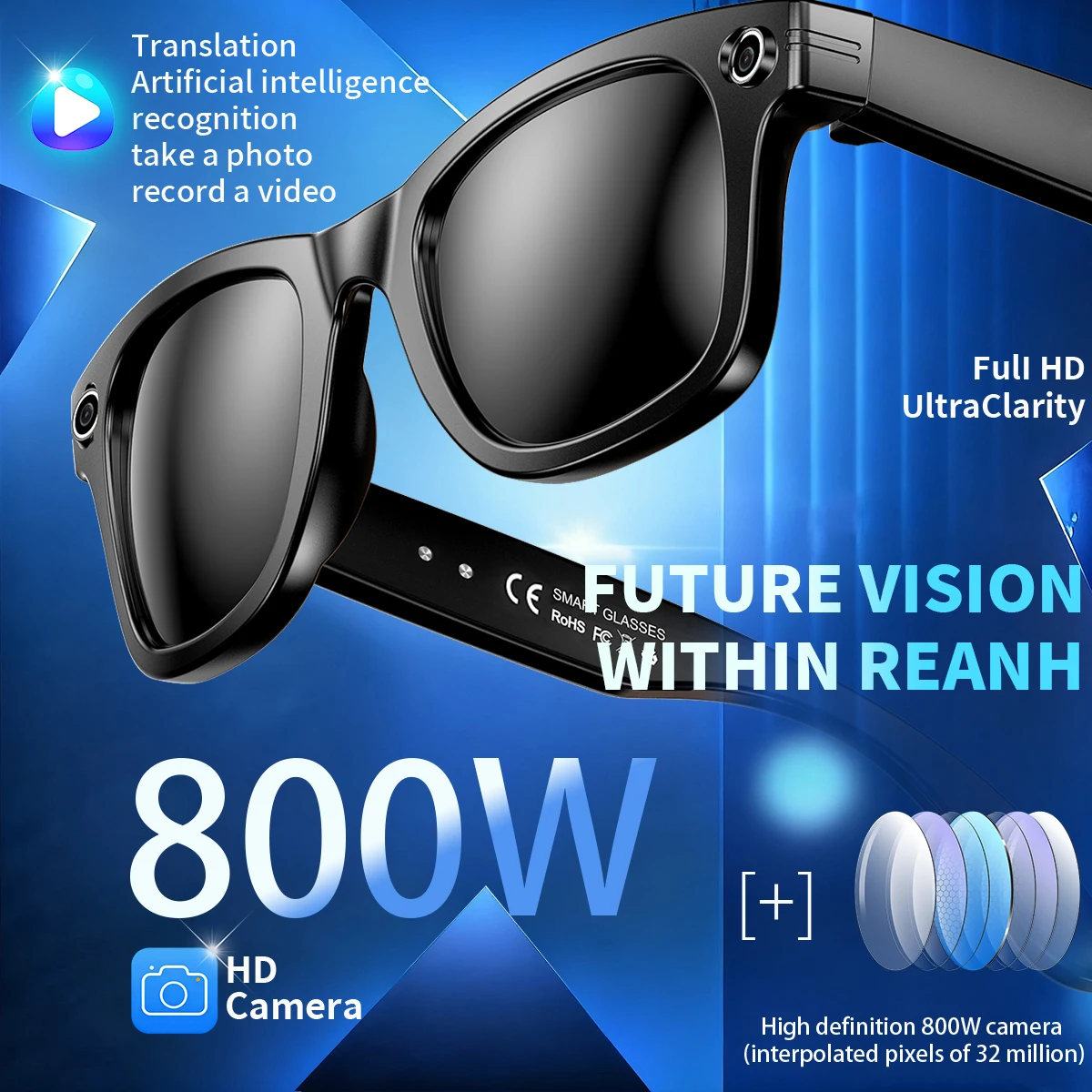 

Умные солнцезащитные очки LIGE AI, 8 МП, HD-камера, чат, Bluetooth-вызов, аккумулятор 270 мАч, очки с голосовым помощником, меняющие цвет линзы