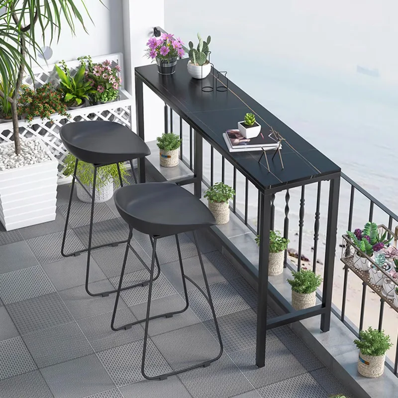 Balcony rock slab bar table outdoor rain and sun protection strip table