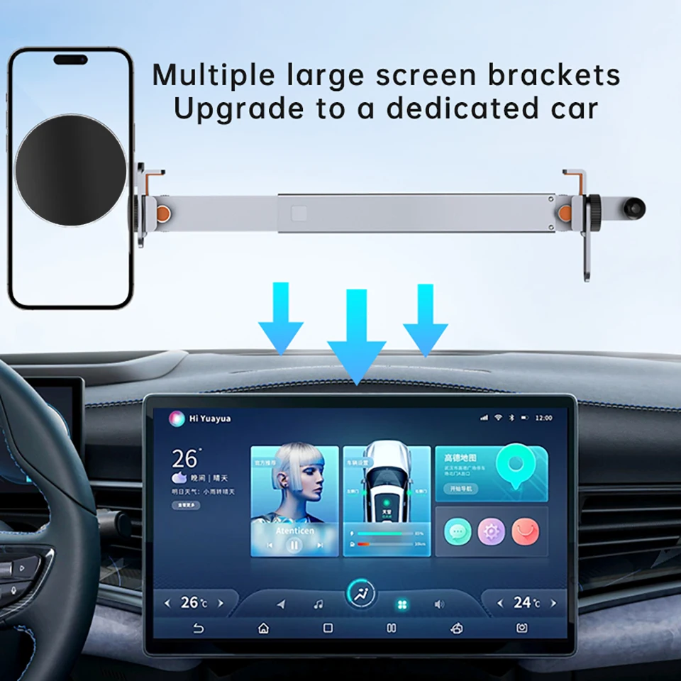 Dual Magsafe Car Screen Phone Tablet Holder Bracket Metal 360° Adjustable Stand for Tesla Model 3 Highland Y Car Accessories