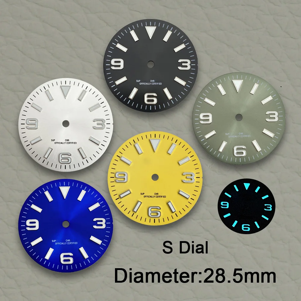 High Quality 28.5mm Ice Blue Luminous 369 Dial NH35 Dial S Dial Suitable For NH35 NH36 Movement Watch Accessories Repair Tools