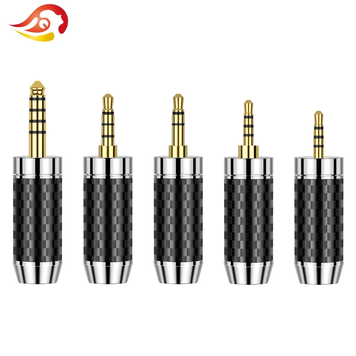 QYFANG XingYun Series Gold Plated Copper Earphone Upgrade Plug 6mm Tail Hole Carbon Fiber Shell 2.5/3.5/4.4/6.35mm Audio Jack