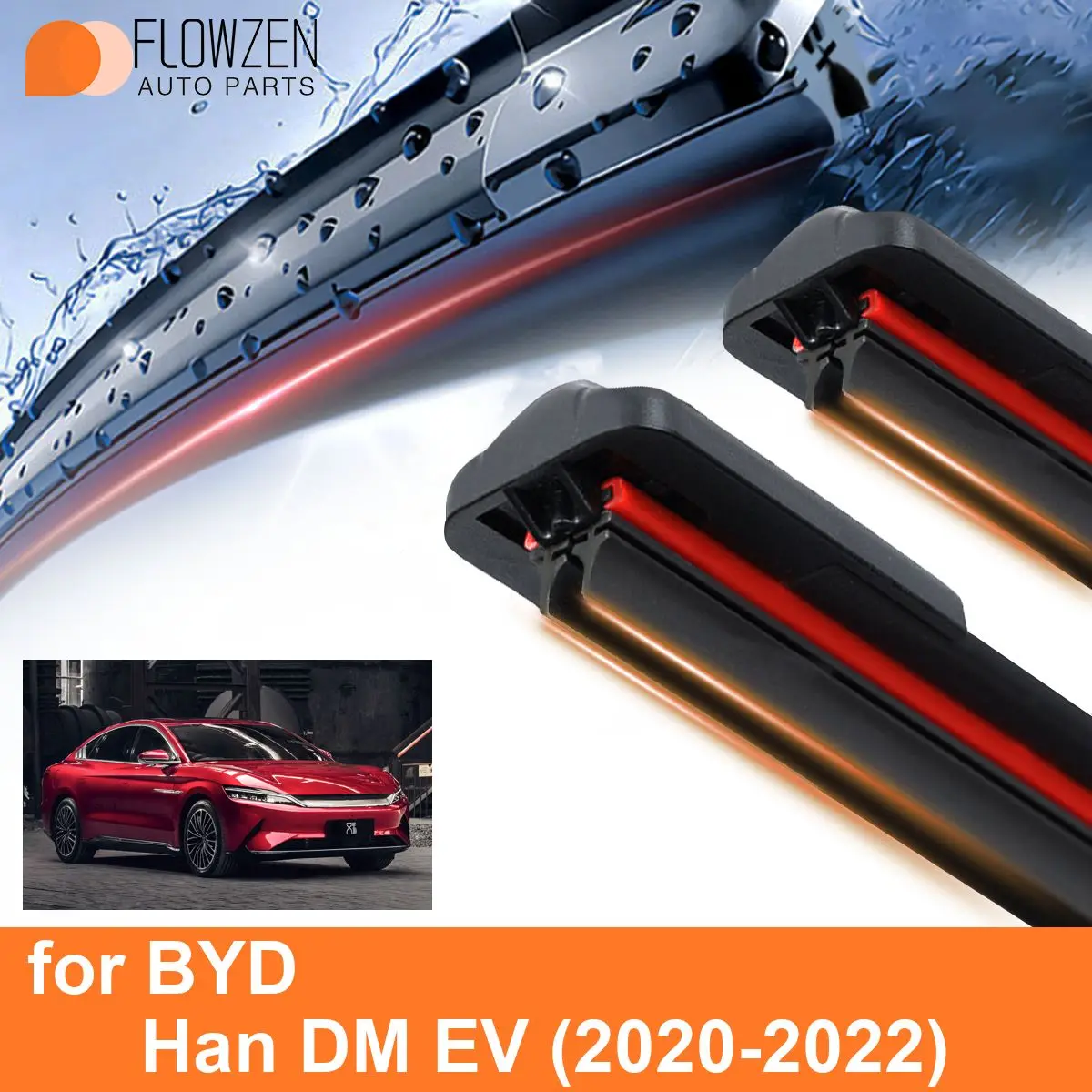 

Лезвия очистителей лобового стекла автомобиля для BYD Han DM EV двойные резиновые бескаркасные автомобильные дворники мягкие Аксессуары 2020 2021 2022