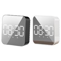 4X7B Fashionable LED Digital Mirror Clock with Voice Control Alarm Time and Temperature Display for Students Table Clock