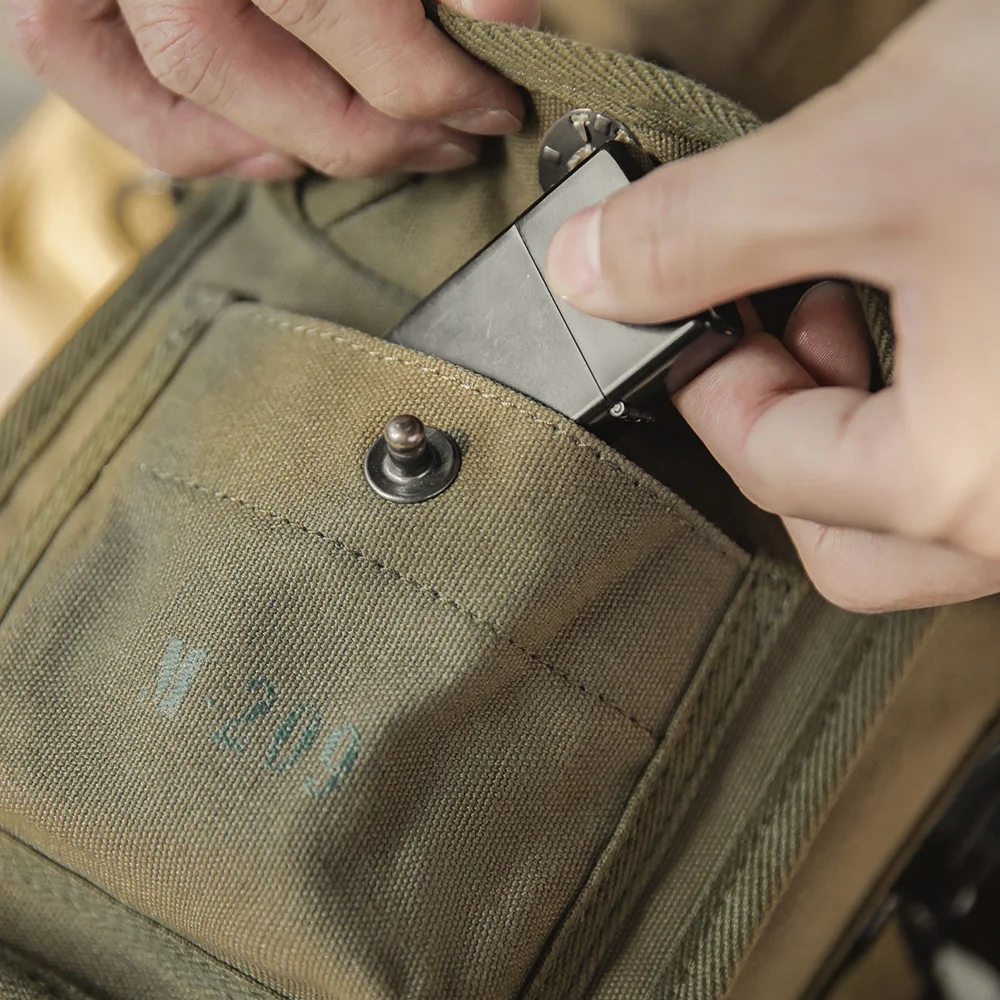 Maden Vintage M209 Tactische Cipher Machine Tas Outdoor Canvas Schouder Crossbody Draagtas Magnetische Gesp Vierkante Taillepakken