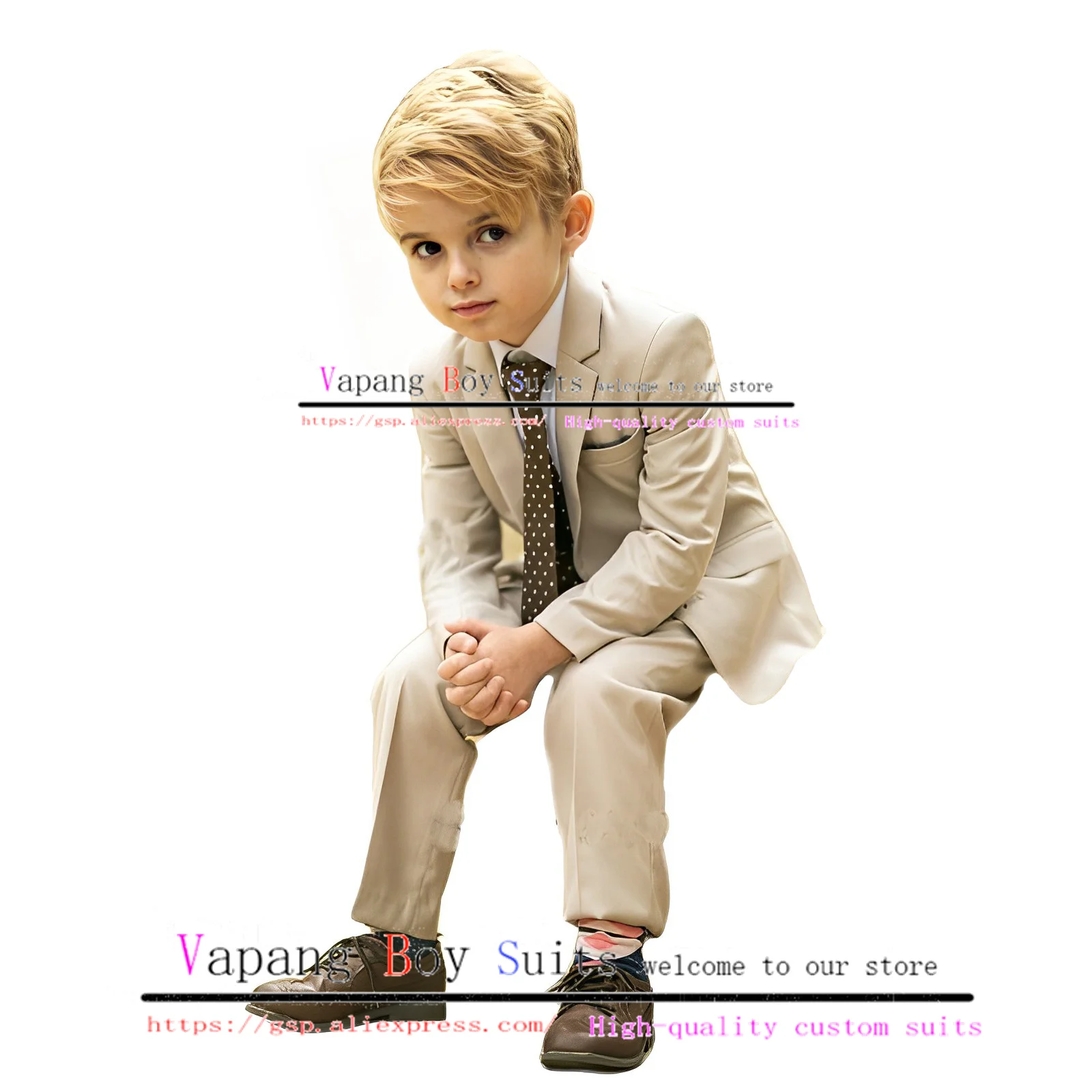 

Khaki Boys Suit Jacket Pants 2 Piece Set Fashion Kids Blazer Wedding Tuxedo Slim Fit 2-16 Years Old Clothes