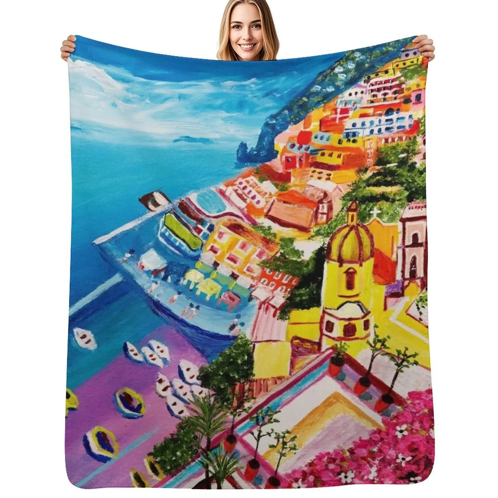 Beautiful Vernazza Throw Blanket Vintage Thin Decoratives Soft Plush Plaid Heavy Summer Beddings Blankets