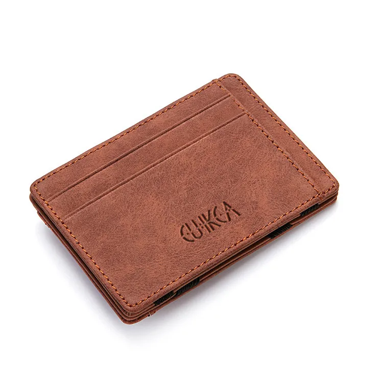 Männer Ultra Dünne PU Leder Mini Kleine Magische Brieftasche mit Reißverschluss Münzfach Geldbörse Frauen Beutel Kunststoff Kredit Bank Karte Fall Halter – Detail 14