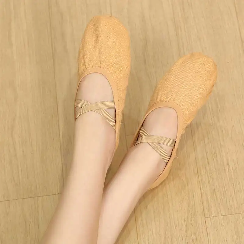 Professional Woman\'s Children Cotton Canvas Soft Ballet Shoes Split Sole Gymnastics Yoga Dancing Shoes Practice Shoes For Ballet