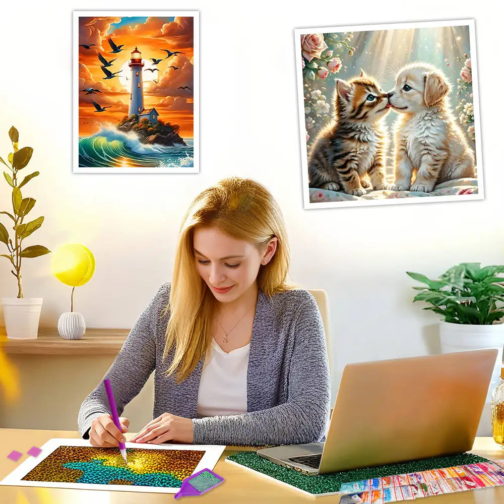EverShine 5D الماس اللوحة الكلب القط DIY فسيفساء كامل مربع الحفر المستديرة التطريز الحيوان حجر الراين صور المنزل الترفيه هدية