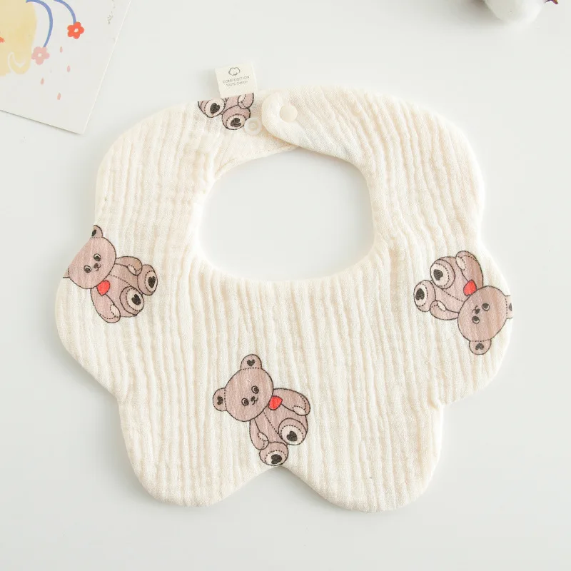 Summer New Cotton Gauze Baby Bibs Soft Petal Infants Print Saliva Towel Newborn Toddler Burp Cloth Kid Feeding Bib Korean Style