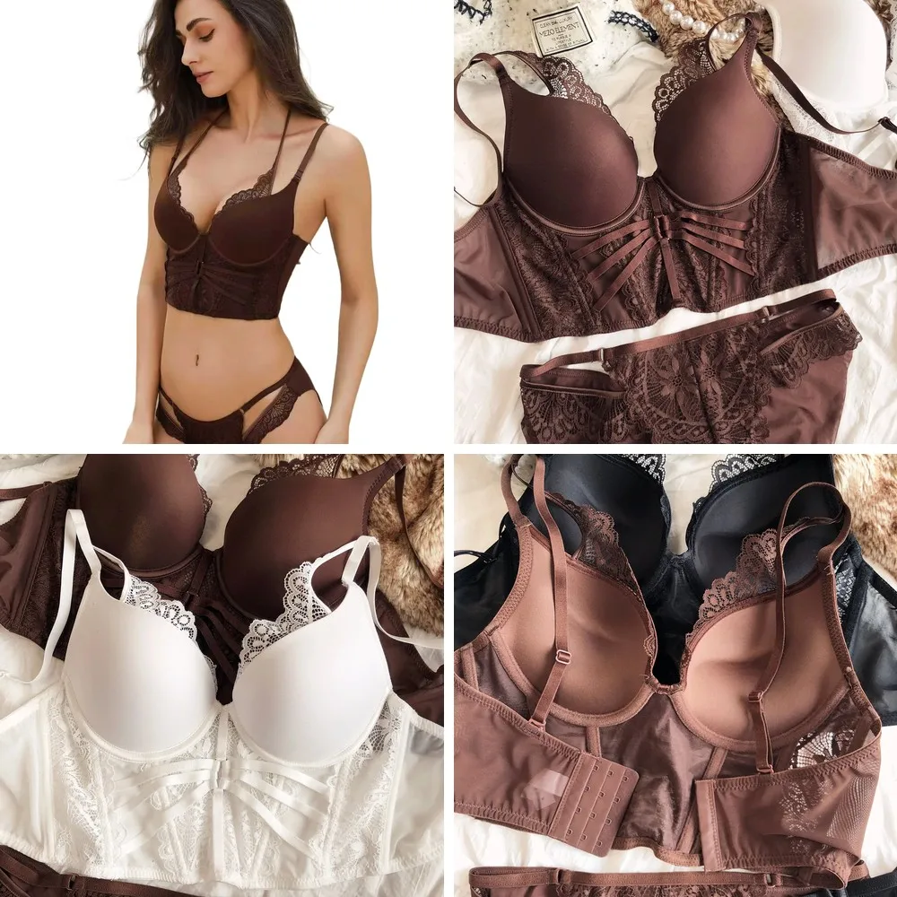 

Sexy Lace Camisole & Bra Set with Waist Cincher, Deep V Neck Women's Lingerie