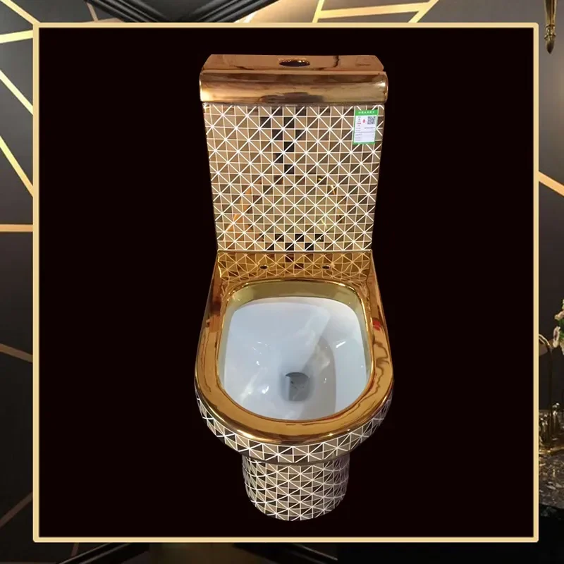 for Electroplated Gold Toilet Hotel KTV Personalized Yellow Gold Flushing Water Saving Type